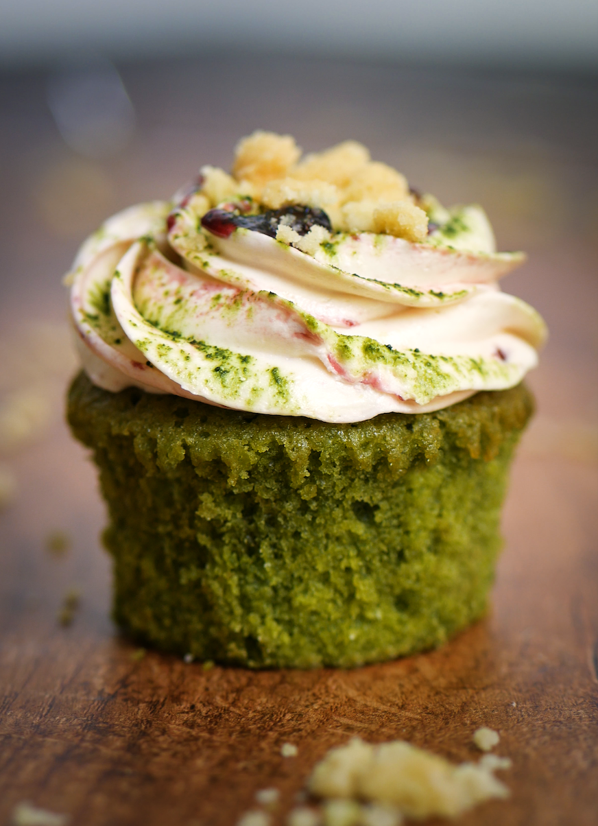 Matcha Bakewell Cupcakes