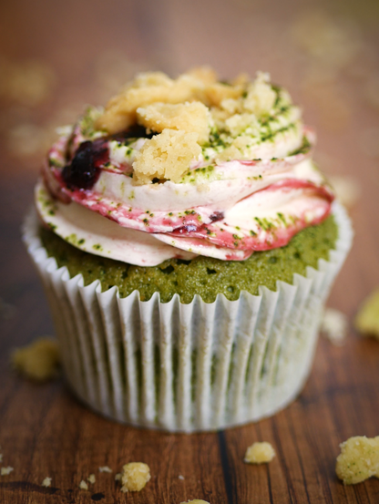 Matcha Bakewell Cupcakes